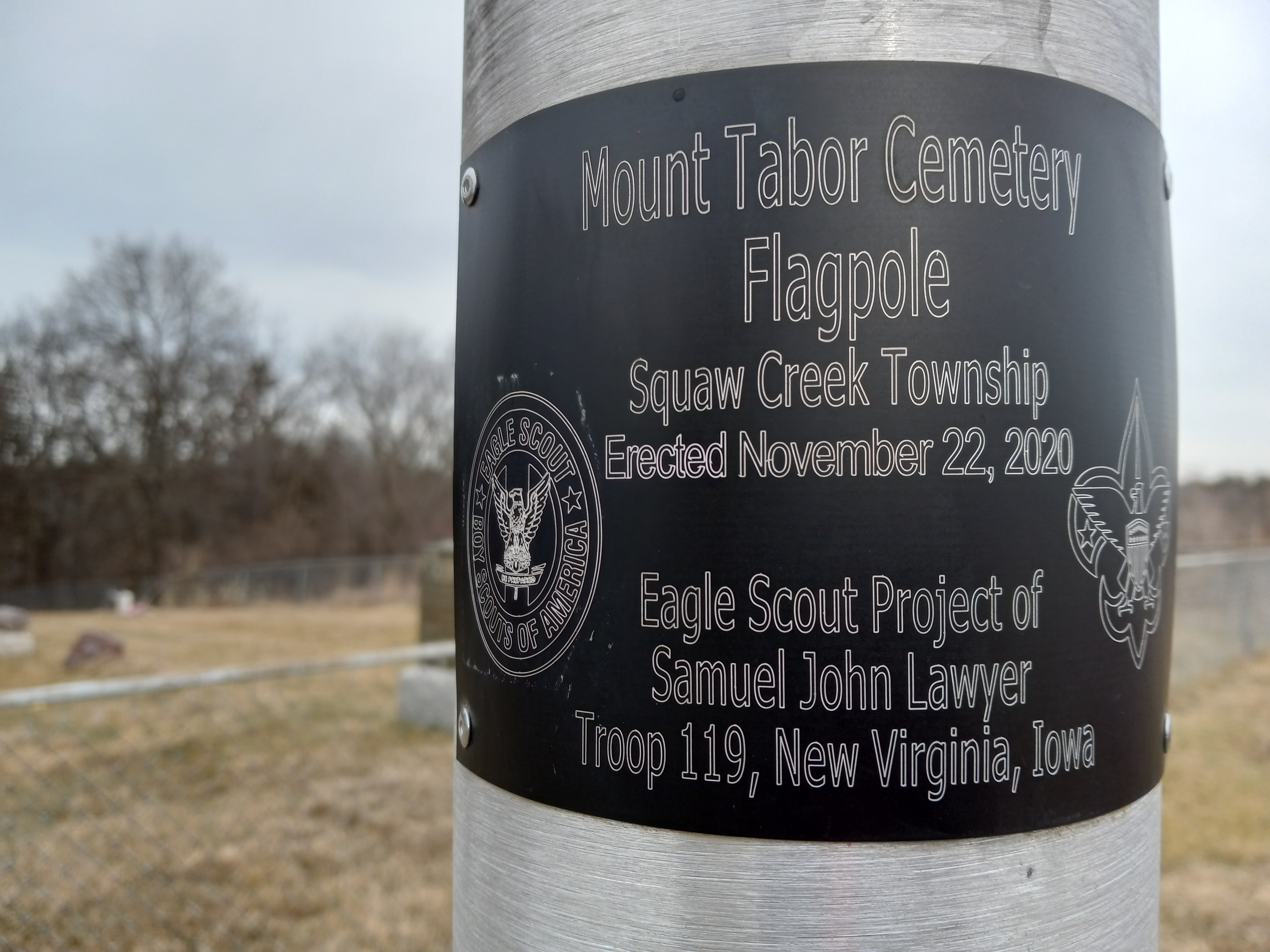 Eagle Scout Plaque at Mt. Tabor Cemetery