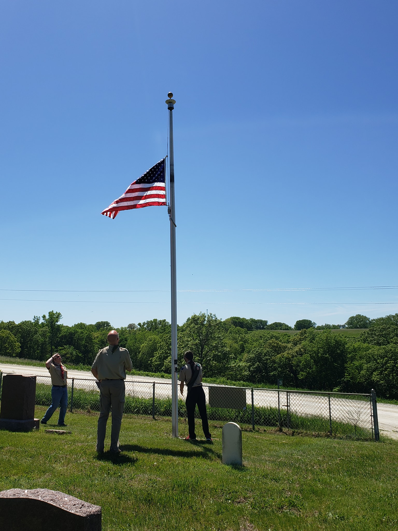 Raising of the new flag at Indian Valley Cemetery.  Photo courtesy of: Kimberly Smith