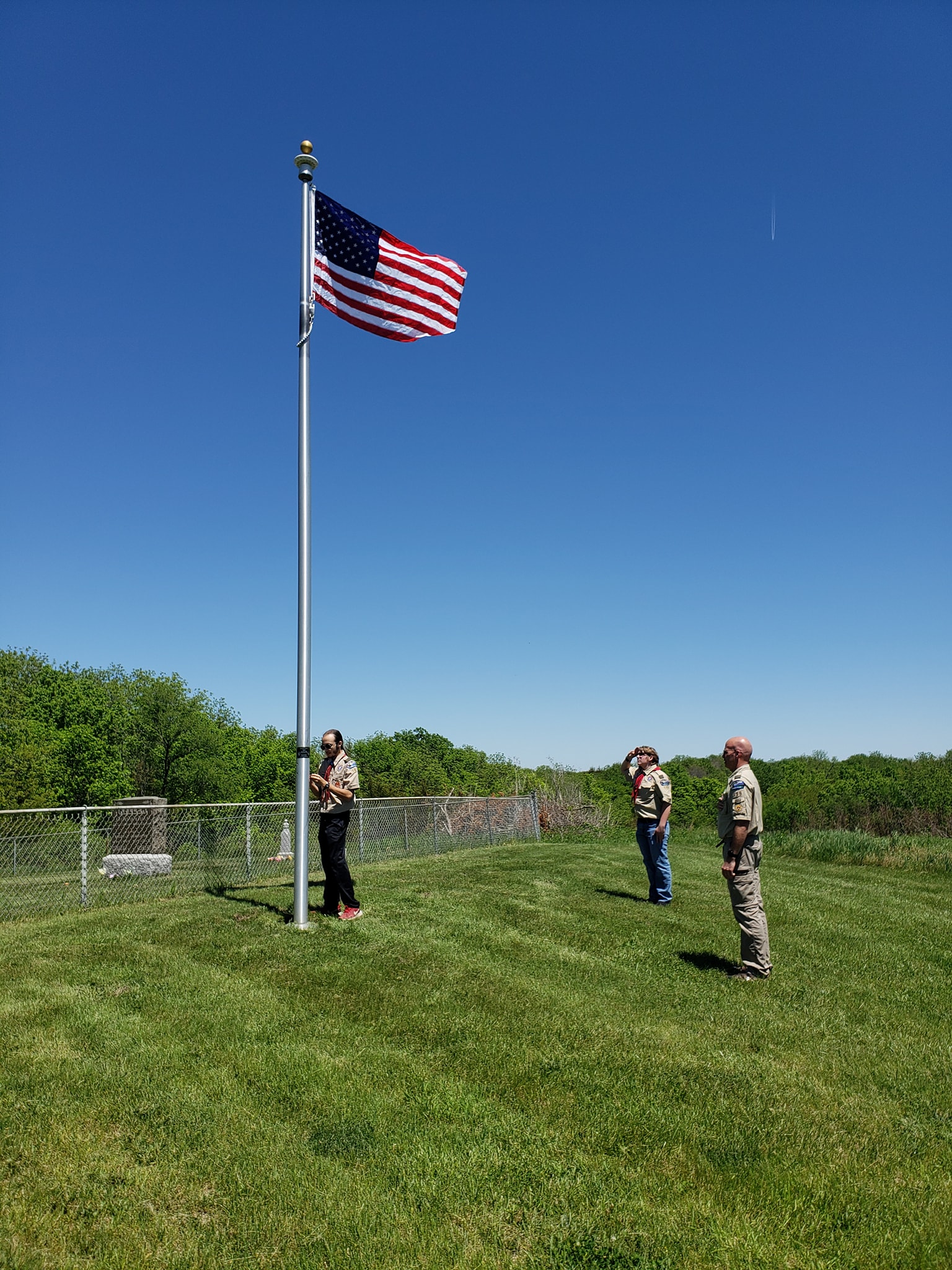 Salute to the new flag at Mt Tabor Cemetery.  Photo courtesy of: Kimberly Smith