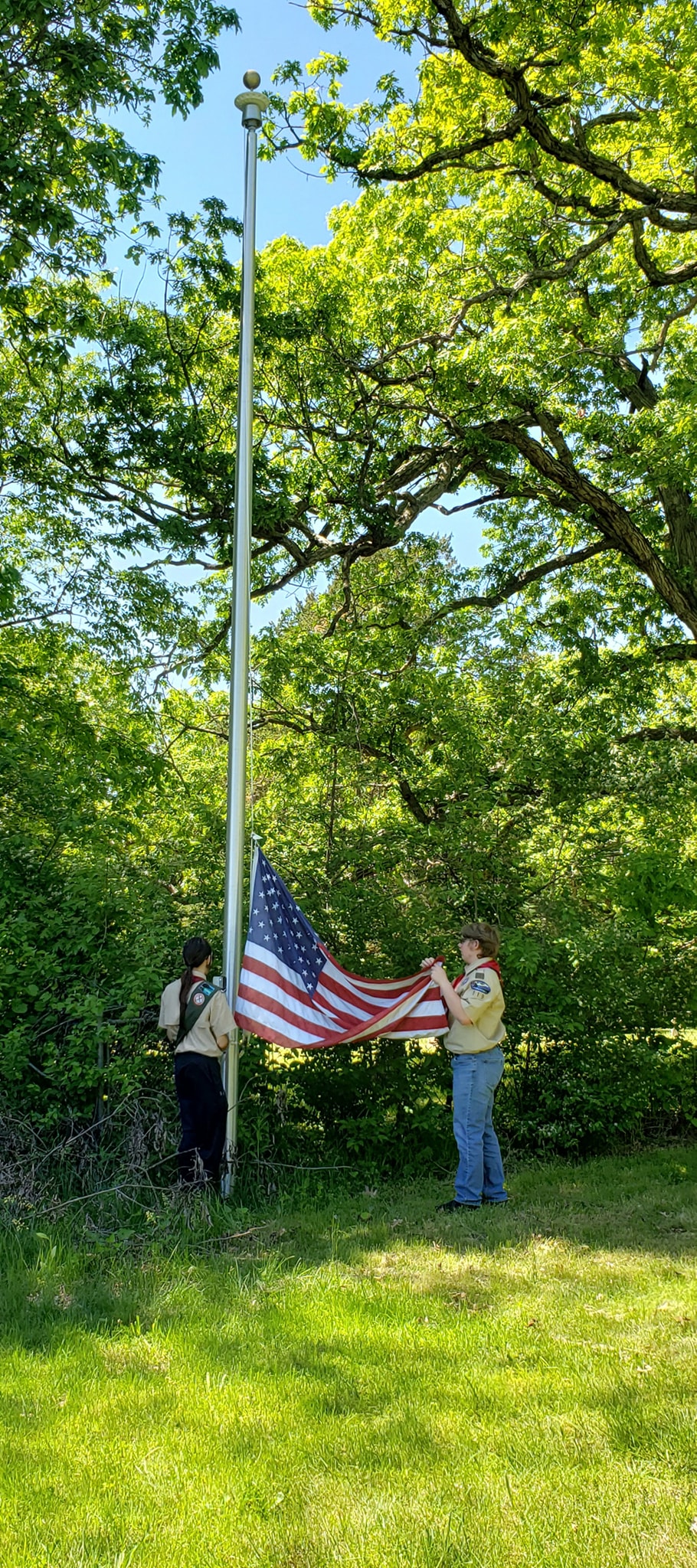 Raising of the new flag Smith Cemetery.  Photo courtesy of: Kimberly Smith