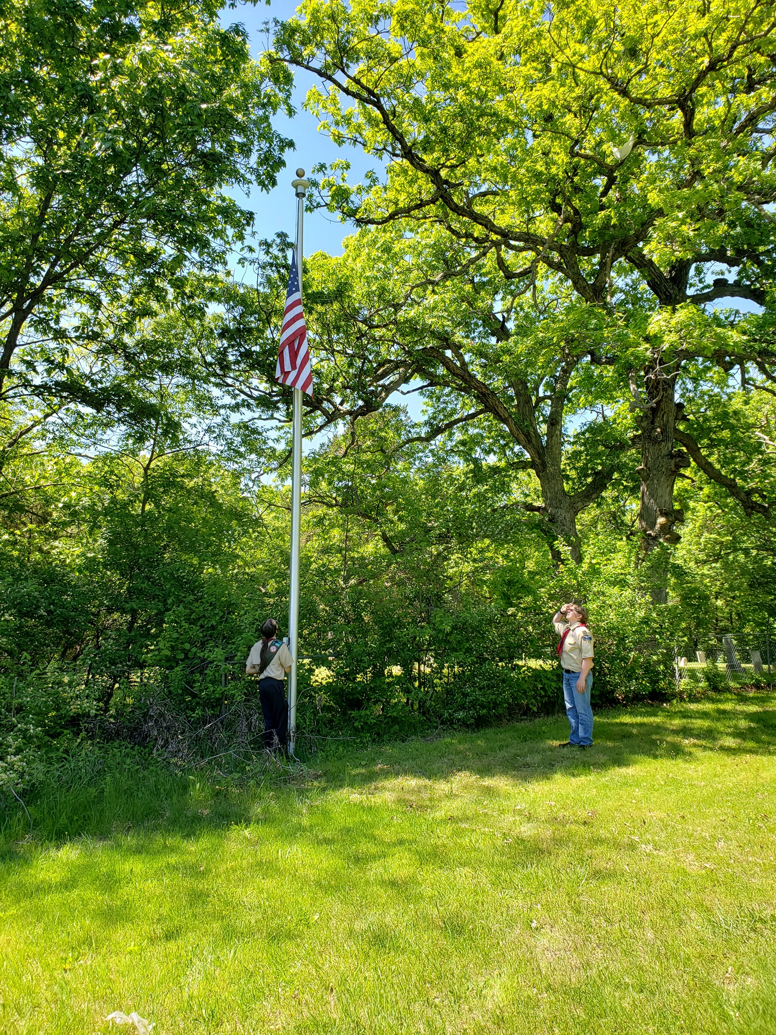 Salute to the new flag at Smith Cemetery.  Photo courtesy of: Kimberly Smith